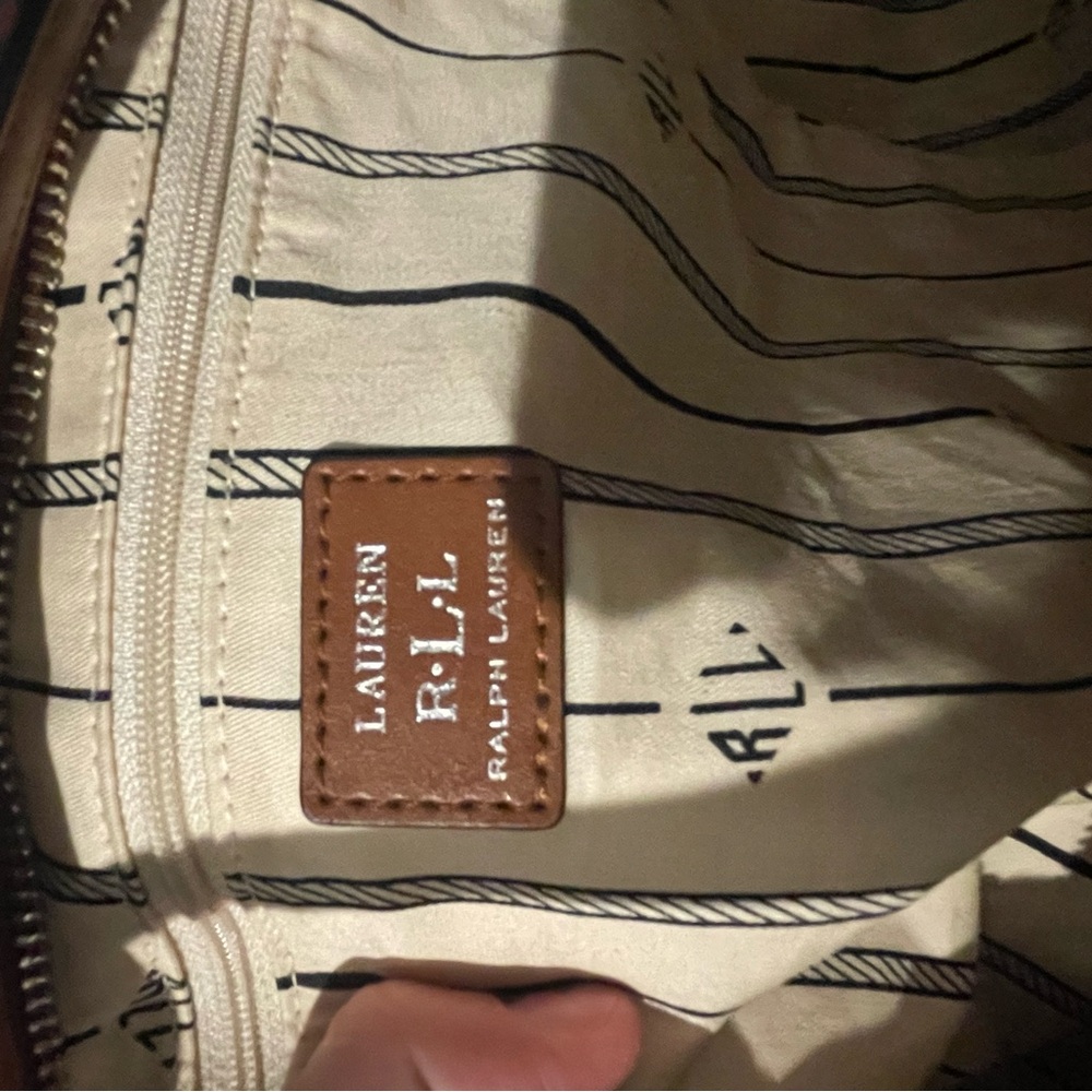 Ralph Lauren Navy Satchel with Red Dot Print - Picture 3 of 4
